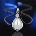 S925 Silber Tropfen Weißer Chalcedon Anhänger Halskette Elegante Damenschmuck - Stil 6 Weißer Chalcedon Anhänger Ohne Kette / 925er Silber