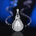 Silberner Tropfen Achat Anhänger Halskette, eleganter weißer Chalcedon Schmuck für Damen. - Stil 7 Weißer Chalcedon Anhänger Ohne Kette / 925er Silber