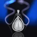 S925 Silber Weiss Chalcedon Tropfen Anhaenger Halskette Elegantes Schmuckstueck - Stil 8 Weißer Chalcedon Anhänger Ohne Kette / 925er Silber