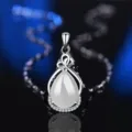 Elegante S925 Sterlingsilber weiße Achat Tropfen Anhänger Halskette Damen Schmuck Stile. - Stil 9 Weißer Chalcedon Anhänger Ohne Kette / 925er Silber