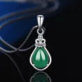 Elegante Tropfen Grüne Achat Halskette aus Sterlingsilber für Damen, stilvoller Schmuck. - Stil 10 Grüner Chalcedon Anhänger Ohne Kette / 925er Silber