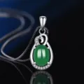 Silber grüne Achat Tropfen Anhänger Halskette edler Schmuck Geschenk für Damen 925 silber - Stil 11 Grüner Chalcedon Anhänger Nur (Ohne Kette) / 925er Silber / Grün