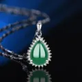 Grüne Achat Chalzedon Tropfen Anhänger Halskette S925 Sterlingsilber Inlay Schmuck Variante - Stil 14 Grüner Chalcedon Anhänger Nur (Ohne Kette) / 925er Silber / Grün