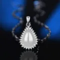 S925 Silber Tropfen Weißer Chalzedon Anhänger Halskette Elegante Damen Schmuck Mode - Stil 14 Weißer Chalcedon Anhänger Nur (Ohne Kette) / 925er Silber / Weiß