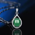 S925 Silber grüne Achat Tropfen Anhänger Halskette Damen Mode Schmuck Geschenk - Stil 18 Grüner Chalcedon Anhänger Ohne Kette / 925er Silber