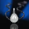 Silber Weisser Achat Tropfen Anhaenger Halskette S925 Sterlingsilber Zirkon Variante - Stil 19 Weißer Chalcedon Anhänger Ohne Kette / 925er Silber
