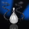 Weißer Achat Chalcedon Tropfen Halskette, Silber eingelegter Anhänger Modeschmuck Variante. - Stil 20 Weißer Chalcedon Anhänger Ohne Kette / 925er Silber