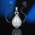 S925 Sterling Silber weiße Chalzedon Tropfen Halskette Herz Anhänger Damen Mode Schmuck - Stil 21 Weißer Chalcedon Anhänger Ohne Kette / 925er Silber