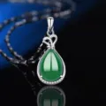 S925 Silber grüne Achat Chalzedon Tropfen Anhänger Halskette Damen Mode Schmuck Geschenk - Stil 22 Grüner Chalcedon Anhänger Ohne Kette / 925er Silber