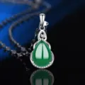 Elegante grüne Chalcedon Tropfen Anhänger Halskette aus S925 Sterling Silber Schmuck - Stil 23 Grüner Chalcedon Anhänger Ohne Kette / 925er Silber