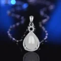 S925 Silber weiße Achat Chalcedon Tropfen Anhänger Halskette für Damen elegant - Stil 24 Weißer Chalcedon Anhänger Ohne Kette / 925er Silber