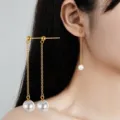 Elegante S925 Silber Perlen Kette Ohrringe vergoldet Damen Schmuck Geschenk Accessoires neu - Lange Quaste / 8mm / Gold