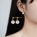 S925 Silber Perlen Ohrring Variante, Elegantes Stecker Design fuer Damen Alltag - Kurzer Stil / 8mm / Gold