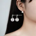 S925 Silber Perlen Ohrringe minimalistisch elegante Hängeohrringe Damen Schmuck Geschenk - Kurzer Stil / 8mm / Weißgold