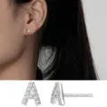 Silberne A Buchstabe Ohrstecker mit funkelndem Zirkon minimalistischer Schmuck S925 - Buchstabe A / 925er Silber