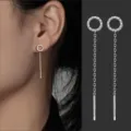 S999 Silber Lange Quaste Ohrfaden Minimalistische Hängende Ohrringe Damen Modeschmuck - Unregelmäßig
