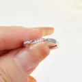 S925 Silber Verstellbarer Wellen Ring Minimalistischer Pavé Zirkon Koreanischer Stil Schmuck - Einstellbar Offen / Kreuzwellen-Stil (Z01146)