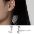 S925 Sterling Silber Zirkonia Buchstabe J Ohrstecker Minimalistischer Initialschmuck - Buchstabe J / 925er Silber