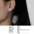 Silber mikro-pave Diamant Initialen Buchstabe R Ohrstecker Damen elegante minimalistische Schmuck - Buchstabe R / 925er Silber