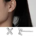 Silber pavierte Diamant Buchstabe X Ohrstecker minimalistischer Sterling Schmuck Damen - Buchstabe X / 925er Silber