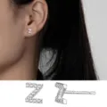 Zirkonia Silber Buchstabe Z Ohrstecker Zierlicher kleiner Ohrring Modeschmuck Geschenk - Buchstabe Z / 925er Silber