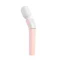 Mini handheld electric vibrating massager wand with ergonomic curved handle for body relaxation. - Pink