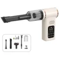 Cordless handheld car vacuum cleaner and air inflator pump, beige color, 5-in-1 multi-functional. - Beige (HB-805)