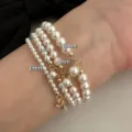 Mehrschichtiges Perlenarmband 3mm bis 6mm Variante elegantes minimalistisches Schmuckstück Damen - 2mm (Umfang 16cm) / Weiß