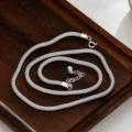 S925 Sterling Silber glitzernde zylindrische Netz Halskette minimalistische italienische Kette - 40+5cm / Silber
