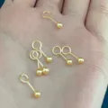 Minimalistische S999 Silber vergoldete Kugel Ohrstecker gebogener Haken Schmuck. - 2.5mm / Gold