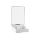Portable LED makeup mirror with storage box, desktop folding cosmetic vanity mirror light. - White