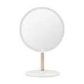Desktop round makeup mirror with LED light, large vanity mirror for desk, white finish. - 815 White (Diameter 21.5cm)