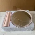 Round LED makeup mirror with pink frame and desktop stand for daily use and vanity. - 909 Pink (Diameter 22.9cm)