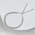 S925 Sterling Silber Perlen Armband Verstellbar Glänzende Katzenauge Perlen Stilvoller Schmuck - 925er Silber / Silber