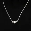 S925 zilveren slangenketting halsketting met drie ronde kralen minimalistische stijl chic - 925 zilver / Sterling Zilver Kleur