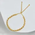 S925 Silber vergoldetes verstellbares Perlenarmband, minimalistischer eleganter Schmuck. - 925er Silber / Gold