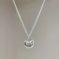 S925 sterling silver mini lucky lock pendant necklace, elegant Chinese style clavicle chain. - Plain Silver