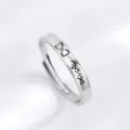 S925 Sterling Silber Ring Minimalistischer Brief Lucky Schleife Offener Ring Geschenk - Einstellbar Offen / s925 Silber Damen