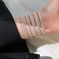 S925 Sterlingsilber Zirkon Tennis Armband Elegante Glitzer Kristall Variante Modell - 1.5mm Stein (Ca. 2.55g) / Weißgold (16+4cm Kette)