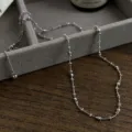 S925 sterling silver beaded choker necklace, elegant adjustable sparkling clavicle chain for women - 37+8cm (Adjustable) / White Gold