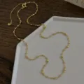 Gold beaded sterling silver adjustable necklace with a delicate heart charm variant. - 37+8cm (Adjustable) / Gold
