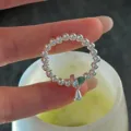 Bague Perles Argent Sterling 925 Style Coreen Pendentif Goutte Bijou Detail Doigt - Style A (1JZ78-SG) / Argent + Vert
