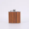 Stainless steel pocket hip flask with wood grain finish, portable outdoor 6oz liquor flask. - Style 1