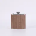 Stainless steel pocket hip flask with wood grain finish, portable outdoor barware detail. - Style 2