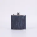 Portable 304 stainless steel hip flask with stylish blue wood grain finish for outdoor travel. - Style 4