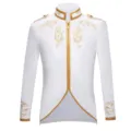 Chaqueta de corte hombre blanca bordada oro estilo príncipe cantante escenario detalle - US S / Blanco
