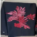 Pantalón de Traje Slim con Lentejuelas para Hombre con Parche Hoja Roja para Fiesta Escenario - 165 / Rojo
