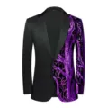 Men's fashion sequin blazer jacket, unique purple branch pattern single button suit coat - XS / Tops / Purple Sequins