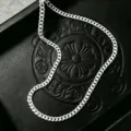 S925 Sterling Silber Kubanische Kette Halskette Hip Hop Panzerkette Schmuck Damen Herren - Dicke 3mm/Länge 45cm / Silber