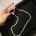 Silberne Kubanische Gliederkette Halskette für Damen und Herren im modischen Hip-Hop-Stil. - Dicke 3mm/Länge 45cm / Weißgold